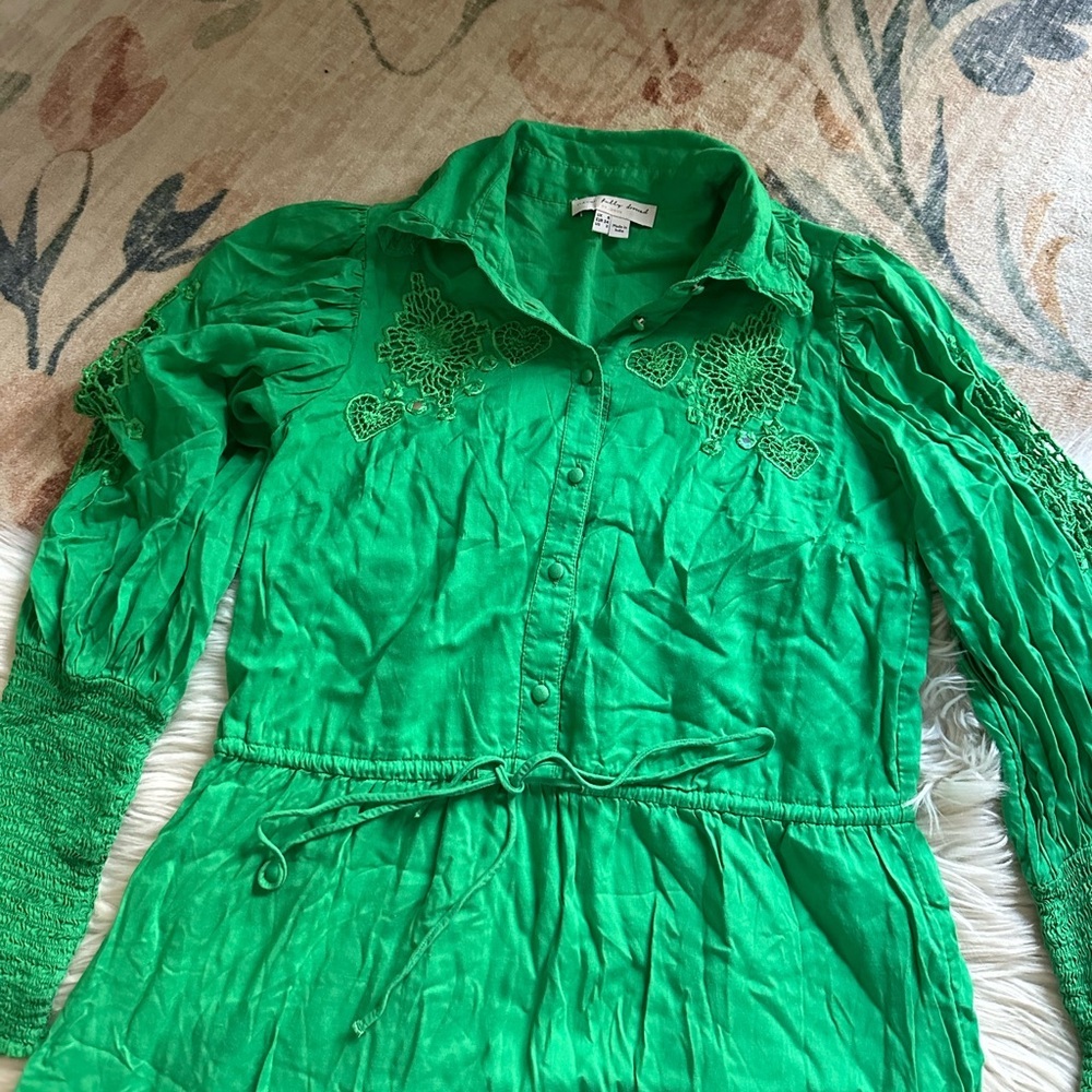 Never Fully Dressed Green Button Front Long Sleev… - image 3